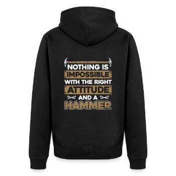 Nothing Is Impossible With A Hammer Carpenter - Unisex Premium Organic Zip Hoodie - black - Back - Nico (187cm)