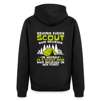 Pfadfinder Mutter - Unisex Premium Bio Zip Hoodie - Schwarz - Hinten - Nico (187cm)