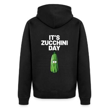Courgette - Unisex Premium Organic Zip Hoodie - black - Back - Nico (187cm)