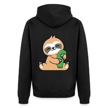 Courgette - Unisex Premium Organic Zip Hoodie - black - Back - Nico (187cm)