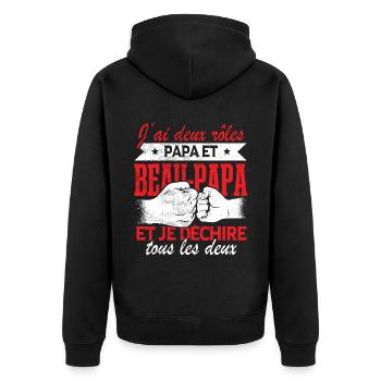 Cadeau Beau-Papa Beau-Père Fête des Pères Famille - Veste à capuche bio Premium Unisexe - noir - Dos - Nico (187cm)