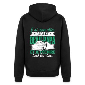 Papa Et Beau Papa Fête des Pères - Veste à capuche bio Premium Unisexe - noir - Dos - Nico (187cm)