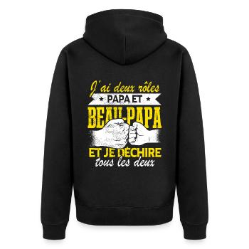 Papa Et Beau-Papa - Veste à capuche bio Premium Unisexe - noir - Dos - Nico (187cm)
