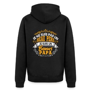 Je Suis Un Bonus Papa - Veste à capuche bio Premium Unisexe - noir - Dos - Nico (187cm)