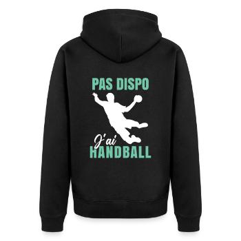 J'ai Handball Humour - Veste à capuche bio Premium Unisexe - noir - Dos - Nico (187cm)
