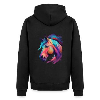 Tête de cheval de poney belle œuvre d’art pour les cavaliers - Veste à capuche bio Premium Unisexe - noir - Dos - Nico (187cm)