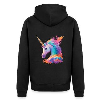 Beautiful unicorn horse pony with rainbow mane - Unisex Premium Organic Zip Hoodie - black - Back - Nico (187cm)