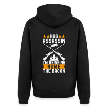 Jäger Wildschwein Jagen - Unisex Premium Bio Zip Hoodie - Schwarz - Hinten - Nico (187cm)