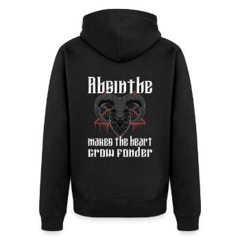 Satan Beelzebub Teufel Gothic Pentagram Mystisch - Unisex Premium Bio Zip Hoodie - Schwarz - Hinten - Nico (187cm)