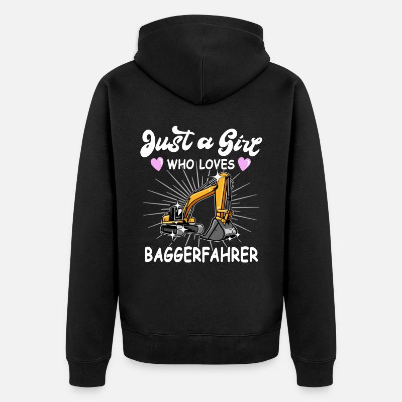 Baggerfuehrer Sprüche Baggerfahrer - Unisex Premium Bio Zip Hoodie - Schwarz