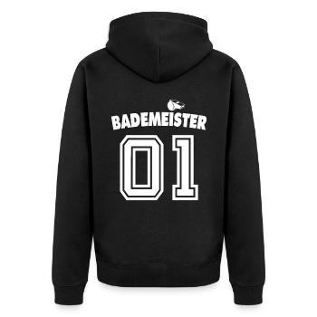 Maître de natation Dicton - Veste à capuche bio Premium Unisexe - noir - Dos - Nico (187cm)