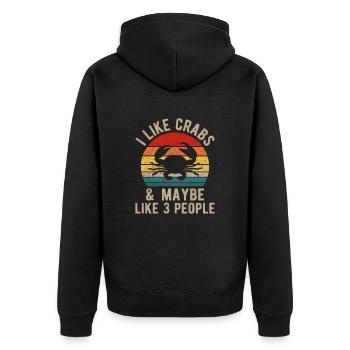 Crab Eating Crabs Lover Lobster Crabbing Seafood - Unisex Premium Organic Zip Hoodie - black - Back - Nico (187cm)