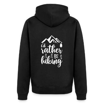 Wanderer Berg Lustiges Wandern - Unisex Premium Bio Zip Hoodie - Schwarz - Hinten - Nico (187cm)