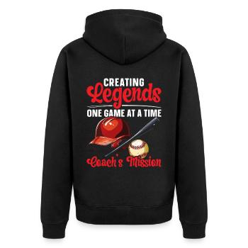 Baseballtrainer Baseballspieler Baseball-Mannschaftssport - Unisex Premium Bio Zip Hoodie - Schwarz - Hinten - Nico (187cm)