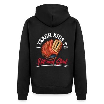 Baseballtrainer Baseballspieler Baseball-Mannschaftssport - Unisex Premium Bio Zip Hoodie - Schwarz - Hinten - Nico (187cm)