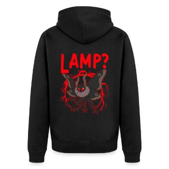 Mothman Kryptide Folklore - Unisex Premium Bio Zip Hoodie - Schwarz - Hinten - Nico (187cm)