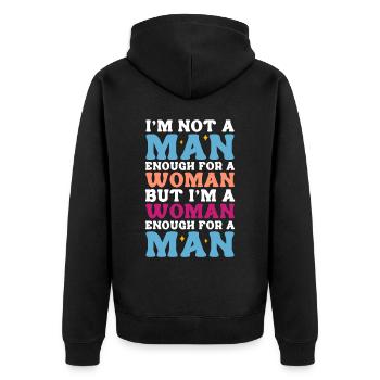 Femboy Crossdressing - Unisex Premium Bio Zip Hoodie - Schwarz - Hinten - Nico (187cm)