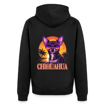 Chihuahua Hund Hunderasse - Unisex Premium Bio Zip Hoodie - Schwarz - Hinten - Nico (187cm)