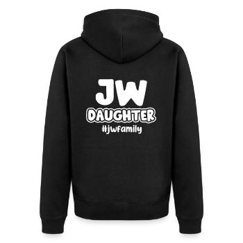 Die Zeugen Jehovas - Unisex Premium Bio Zip Hoodie - Schwarz - Hinten - Nico (187cm)