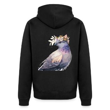 Cute Pigeon Dove Bird Flower Crown Pet Birds - Unisex Premium Bio Zip Hoodie - Schwarz - Hinten - Nico (187cm)