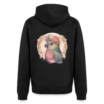 Mignon Pionus Perroquet Oiseau Fleur Couronne Oiseaux de compagnie - Veste à capuche bio Premium Unisexe - noir - Dos - Nico (187cm)