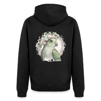 Moine artistique Perruche Quaker Perroquet Oiseau Fleur C - Veste à capuche bio Premium Unisexe - noir - Dos - Nico (187cm)