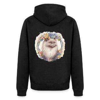 Cute Persian Cat Flower Crown Cats Pet Kitten - Unisex Premium Bio Zip Hoodie - Schwarz - Hinten - Nico (187cm)