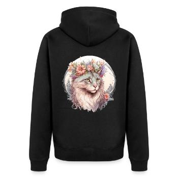 Cute Ragamuffin Cat Flower Crown Cats Pet Kitten - Unisex Premium Bio Zip Hoodie - Schwarz - Hinten - Nico (187cm)