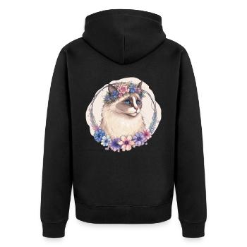 Cute Ragdoll Cat Flower Crown Cats Pet Kitten - Unisex Premium Bio Zip Hoodie - Schwarz - Hinten - Nico (187cm)