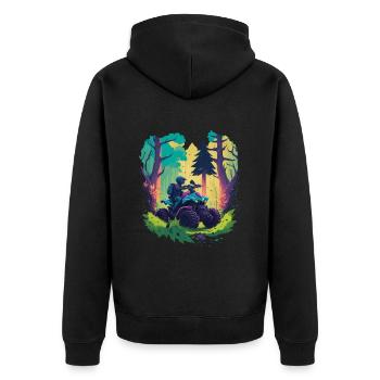 Quad Motorsport Offroad Biker Adventure Bike - Unisex Premium Organic Zip Hoodie - black - Back - Nico (187cm)