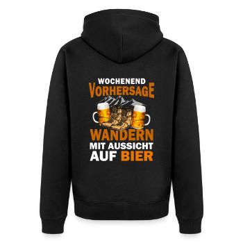 Wandern Bier Berge Alpen Wanderer - Unisex Premium Bio Zip Hoodie - Schwarz - Hinten - Nico (187cm)