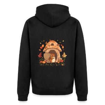 Squirrel Lover Cottagecore Aesthetic - Unisex Premium Organic Zip Hoodie - black - Back - Nico (187cm)