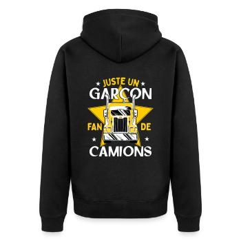 Enfant Camion Poids Lourd Cadeau - Veste à capuche bio Premium Unisexe - noir - Dos - Nico (187cm)