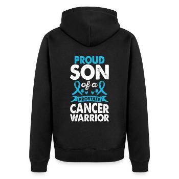 Son of Prostate Cancer Warrior Consciousness - Unisex Premium Organic Zip Hoodie - black - Back - Nico (187cm)