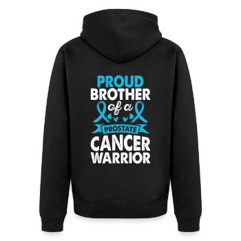 Brother of Prostate Cancer Warrior Consciousness - Unisex Premium Organic Zip Hoodie - black - Back - Nico (187cm)