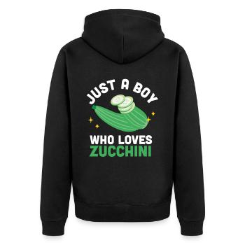 Courgette - Unisex Premium Organic Zip Hoodie - black - Back - Nico (187cm)