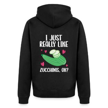 Courgette - Unisex Premium Organic Zip Hoodie - black - Back - Nico (187cm)