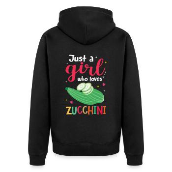 Courgette - Unisex Premium Organic Zip Hoodie - black - Back - Nico (187cm)