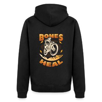 Guérison osseuse, VTT, VTT, BMX - Veste à capuche bio Premium Unisexe - noir - Dos - Nico (187cm)