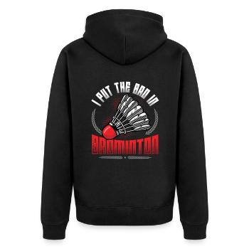The Bath In Badminton - Unisex Premium Organic Zip Hoodie - black - Back - Nico (187cm)