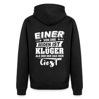 Klüger Als Du - Unisex Premium Bio Zip Hoodie - Schwarz - Hinten - Nico (187cm)