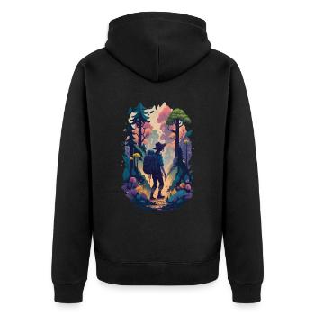 Holidays Nature Hiking in the mountains Leisure Hobby - Unisex Premium Organic Zip Hoodie - black - Back - Nico (187cm)