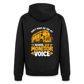 Schulbusfahrer Busfahrer Busbegleiter - Unisex Premium Bio Zip Hoodie - Schwarz - Hinten - Nico (187cm)