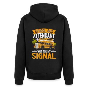 Schulbusfahrer Busfahrer Busbegleiter - Unisex Premium Bio Zip Hoodie - Schwarz - Hinten - Nico (187cm)