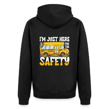 Busbegleiter Schulbusfahrer - Unisex Premium Bio Zip Hoodie - Schwarz - Hinten - Nico (187cm)