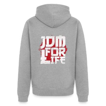 JDM For Life Motorsport Auto Tuning Automobile - Veste à capuche bio Premium Unisexe - gris chiné - Dos - Nico (187cm)