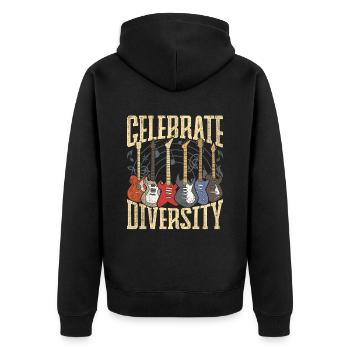 Guitarist Guitarist Celebrate Diversity - Unisex Premium Organic Zip Hoodie - black - Back - Nico (187cm)