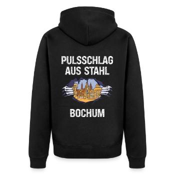 Au cœur de l’ouest Bochum Pott Charbon de la Ruhr Région de la Ruhr - Veste à capuche bio Premium Unisexe - noir - Dos - Nico (187cm)