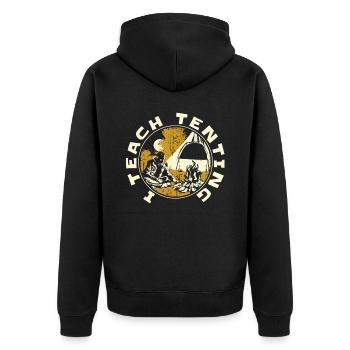 Pfadfinder Witzig - Unisex Premium Bio Zip Hoodie - Schwarz - Hinten - Nico (187cm)