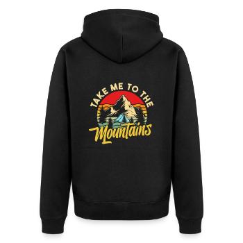 Pfadfinder Berg Take Me To The Mountains - Unisex Premium Bio Zip Hoodie - Schwarz - Hinten - Nico (187cm)